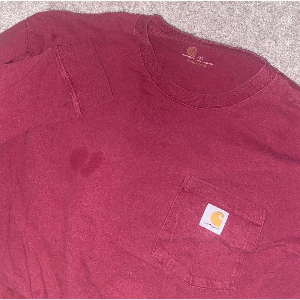 Carhartt Red Long Sleeve Shirt Relaxed Mens‎ 2XL Work Wear Utility Warm Read